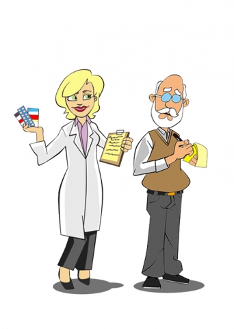 Médicos no estilo cartoon