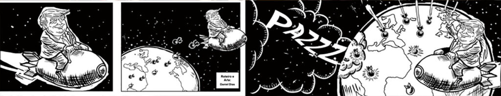 Donald Trump vs. Irã: Charge Editorial para o Jornal 