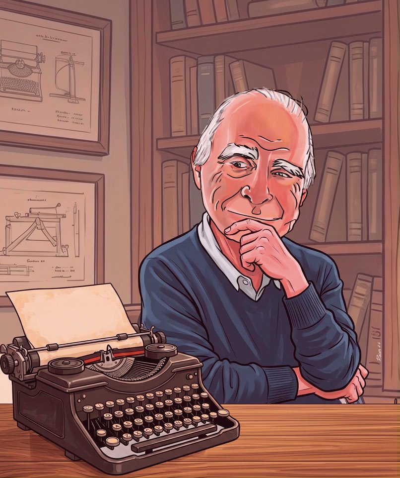 ilustração de capa para o Jornal Massaguaçu em homenagem a Ignácio de Loyola Brandão. Contrate ilustrações editoriais exclusivas para seu projeto!