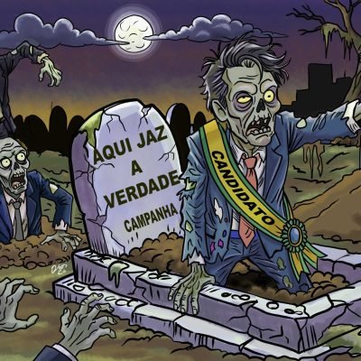 Ilustração Editorial: A Sátira dos "Políticos Zumbis"