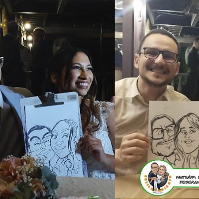 Caricatura ao vivo em casamento: No Sollar Macembu!